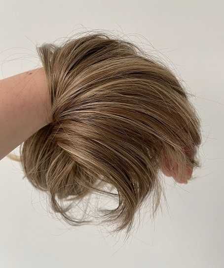 DOCZEPIANY KOK NA GUMCE doczepiane włosy 8/22 Balejaż Jasny brąz/blond