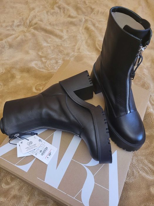 Шкіряні чоботи сапоги, ботінки zara, mango