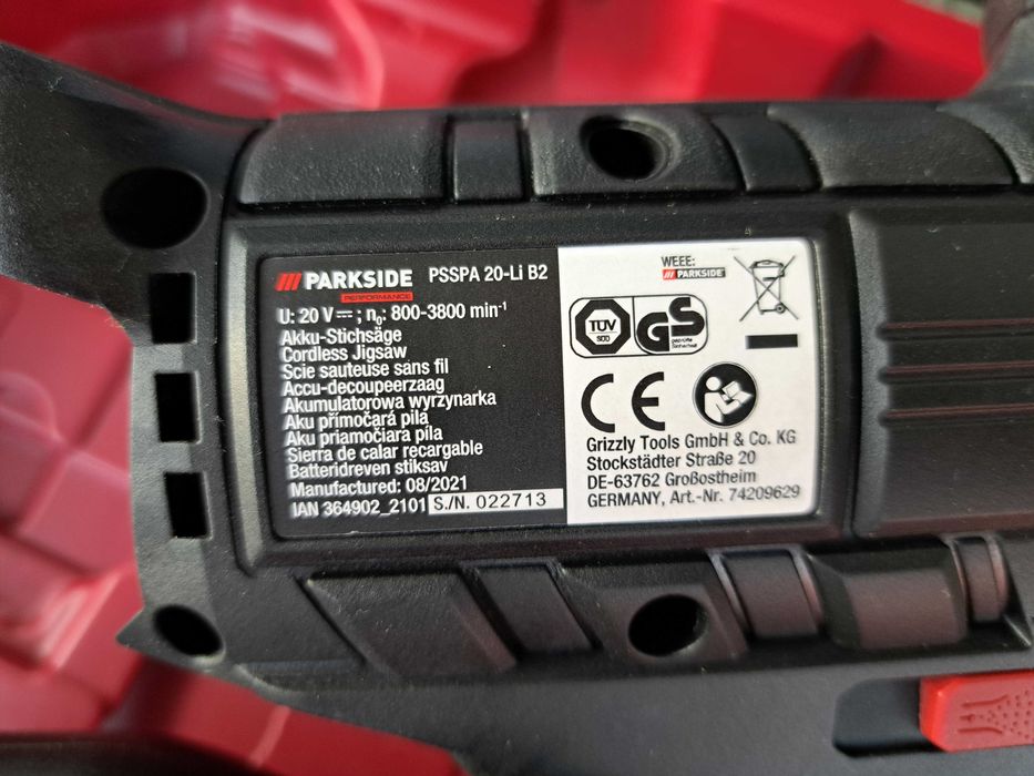PARKSIDE АКБ Лобзик безщітковий 20в.