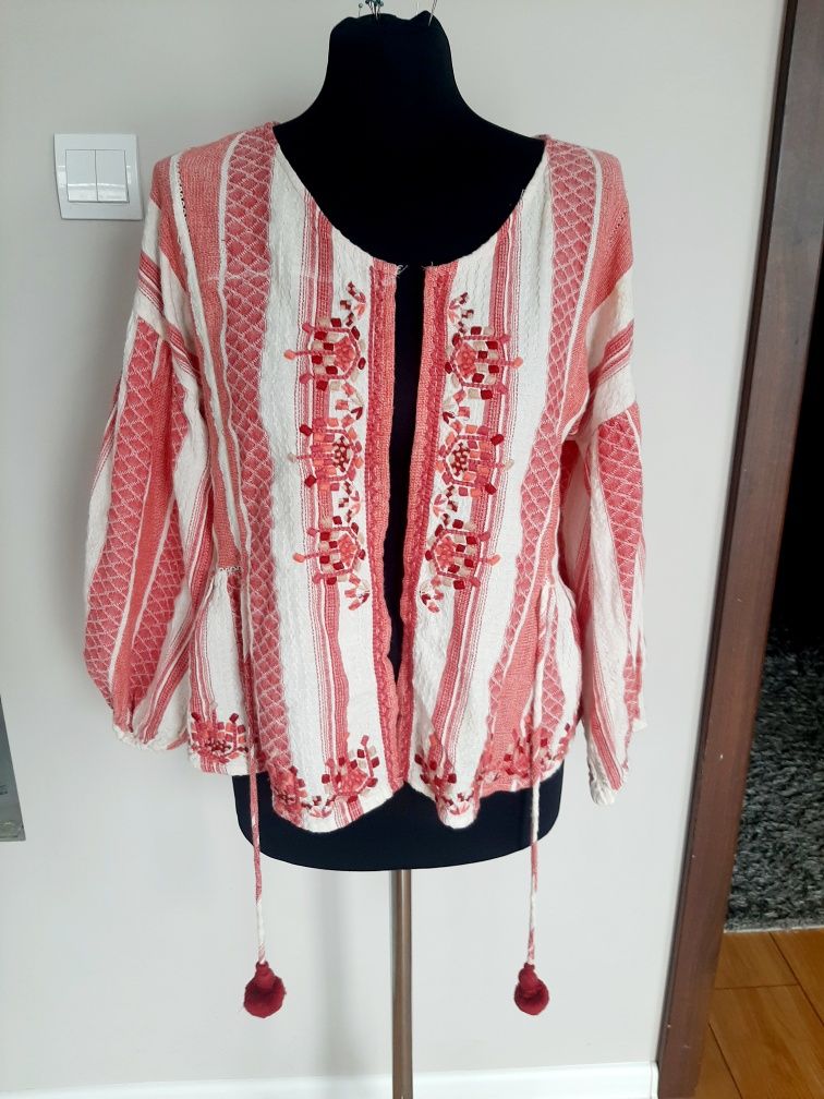 Kimono narzutka bawełniana 100% z szerokim rękawem  Bershka