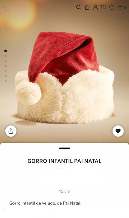 Gorro Infantil PAI NATAL Zara Home NOVO