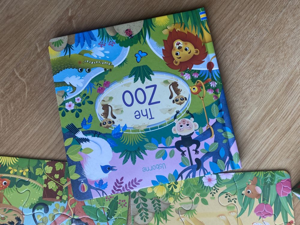 Usborne książeczka plus puzzle the zoo komplet zadbany