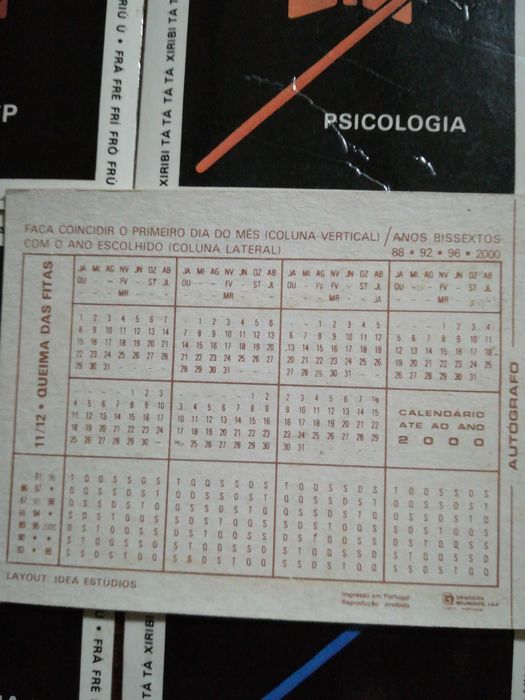 Calendários antigos da queima das fitas de Coimbra 1986
