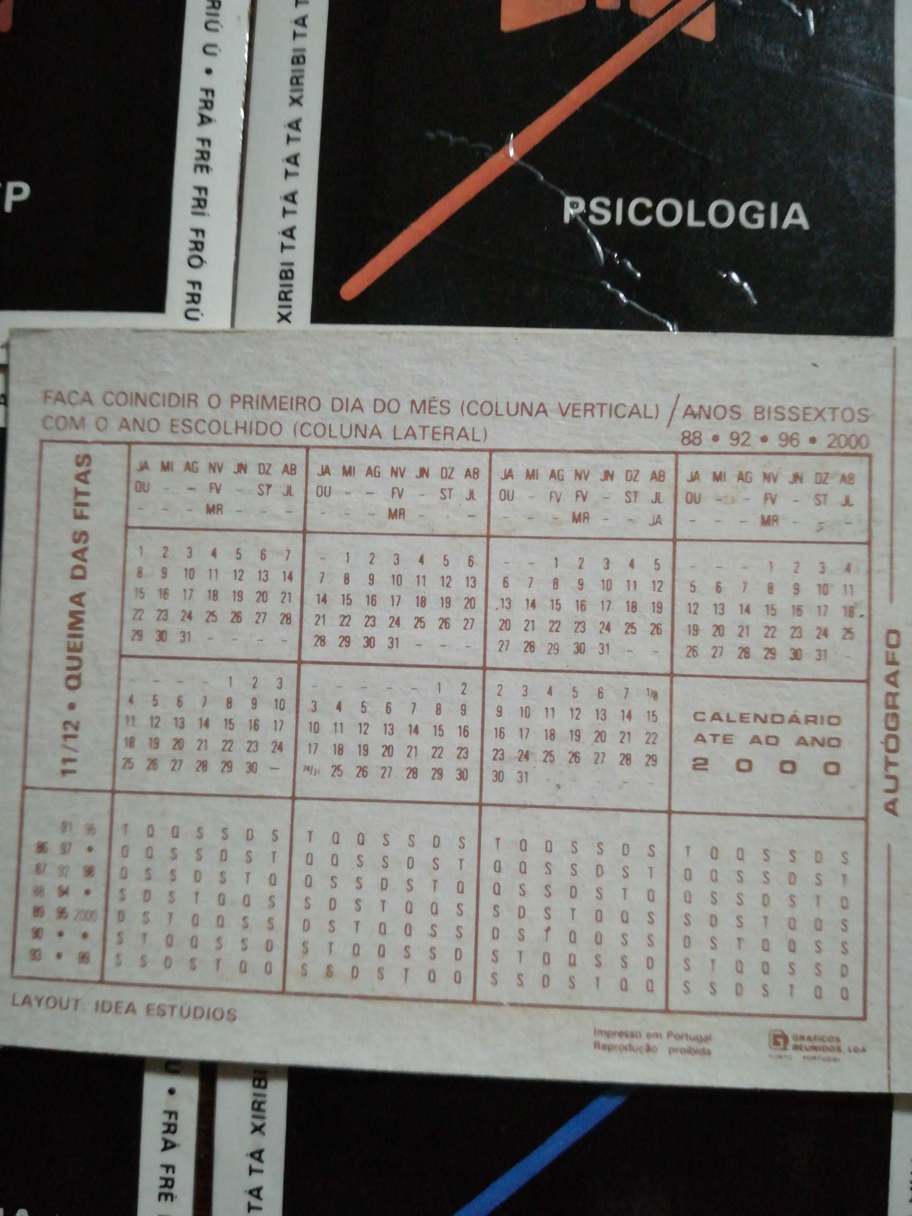 Calendários antigos da queima das fitas de Coimbra 1986