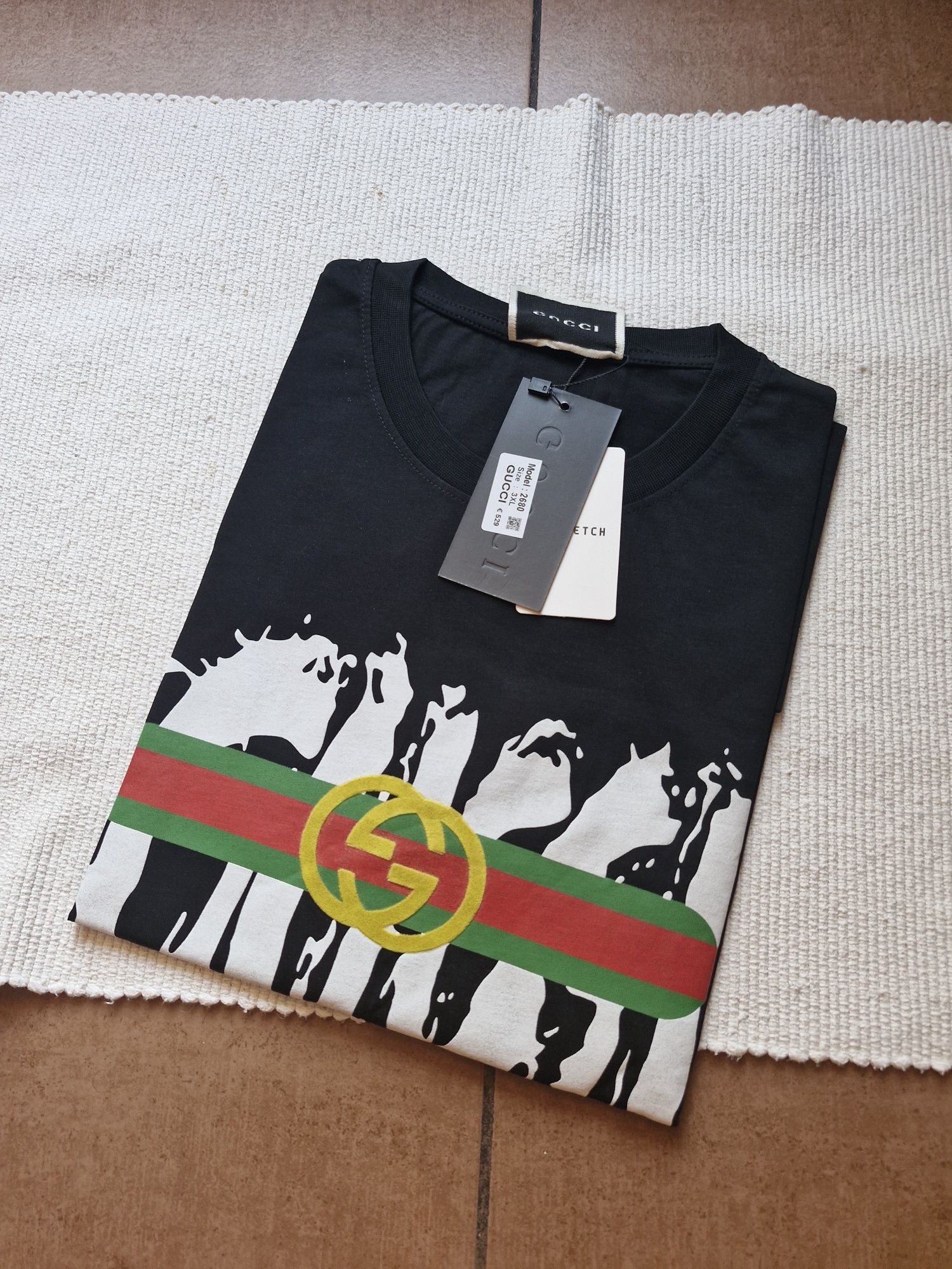 Nowa koszulka męska bawełna tshirt czarny 3xl 2xl gu cci metki prezent