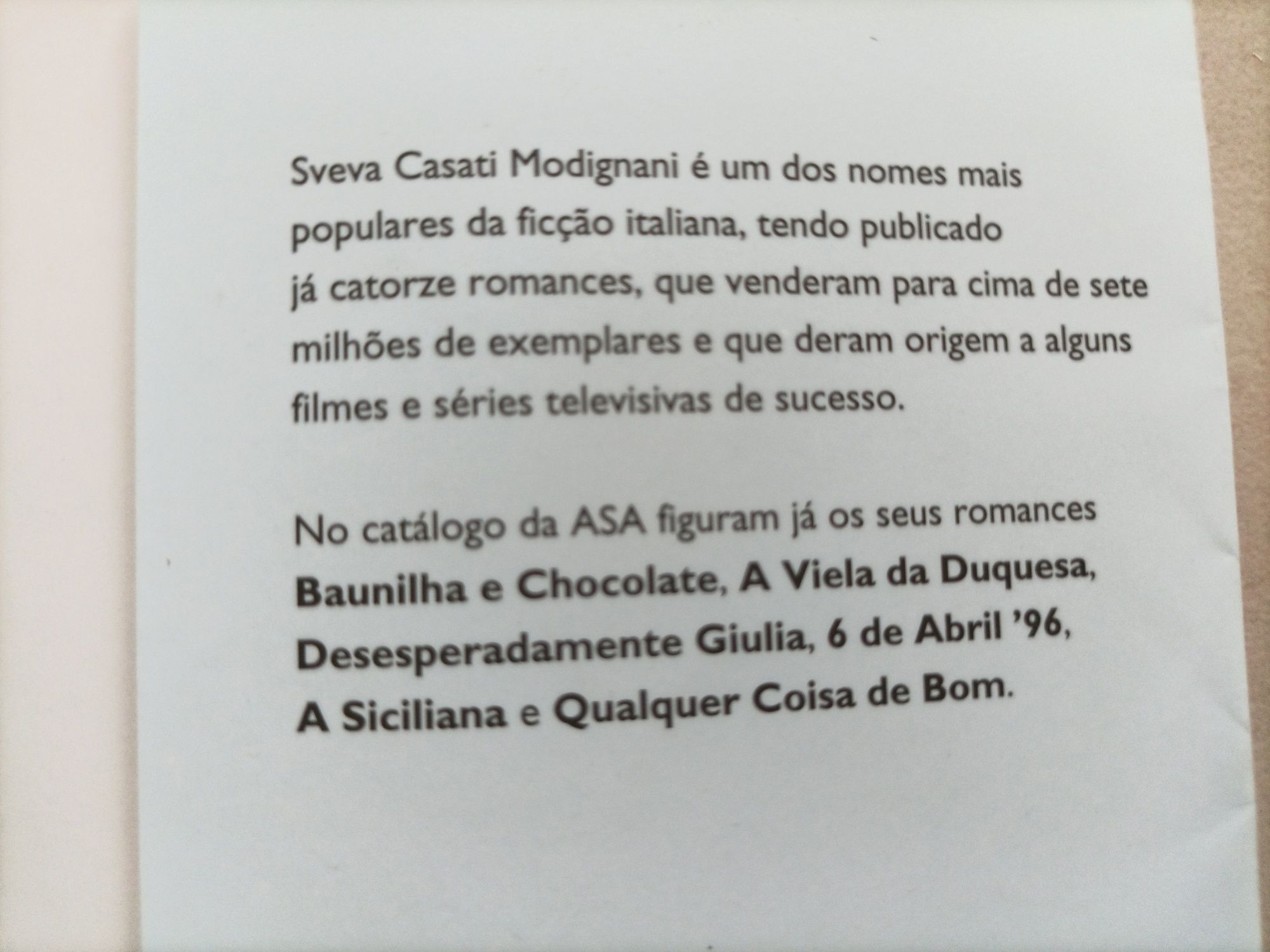 Livro: Baunilha e Chocolate de Sveva Casati Modignani