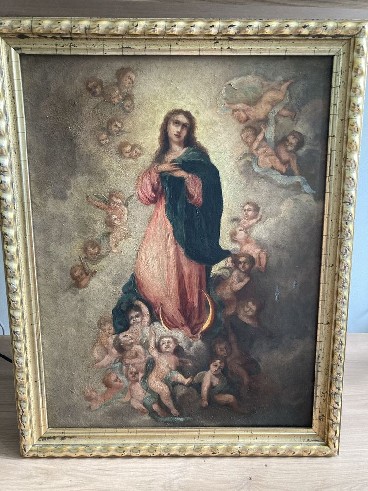 Obraz Antyk XIX wiek Matka Boska Francja Olej Plótno