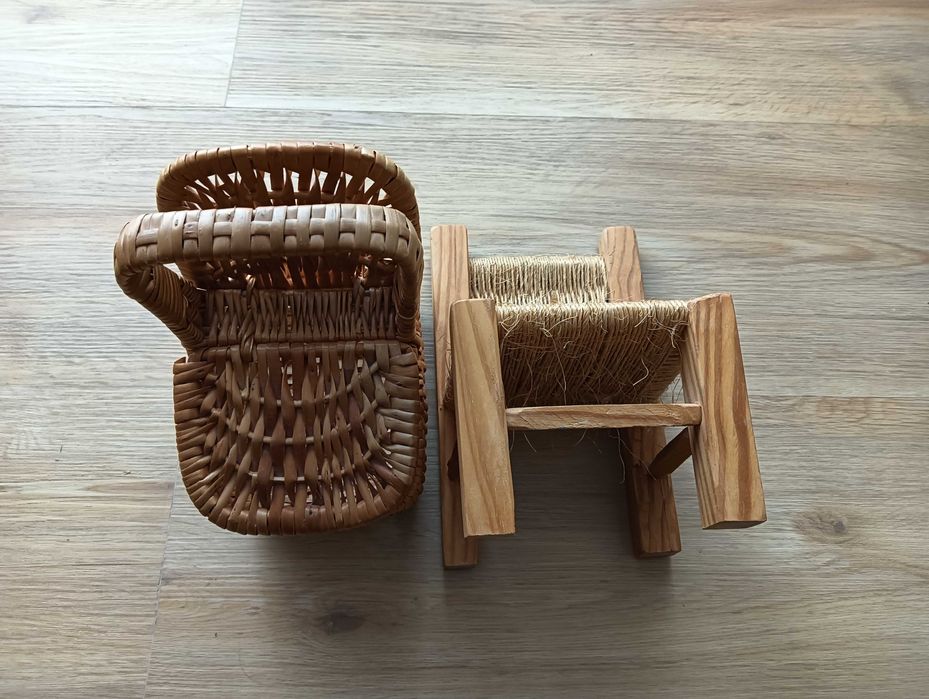 Cadeira e cesto pequenos - decoração