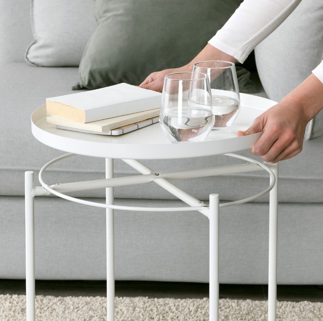 GLADOM Stolik z tacą, Ikea, kolor biały, 45x53 cm, numer produktu 703.