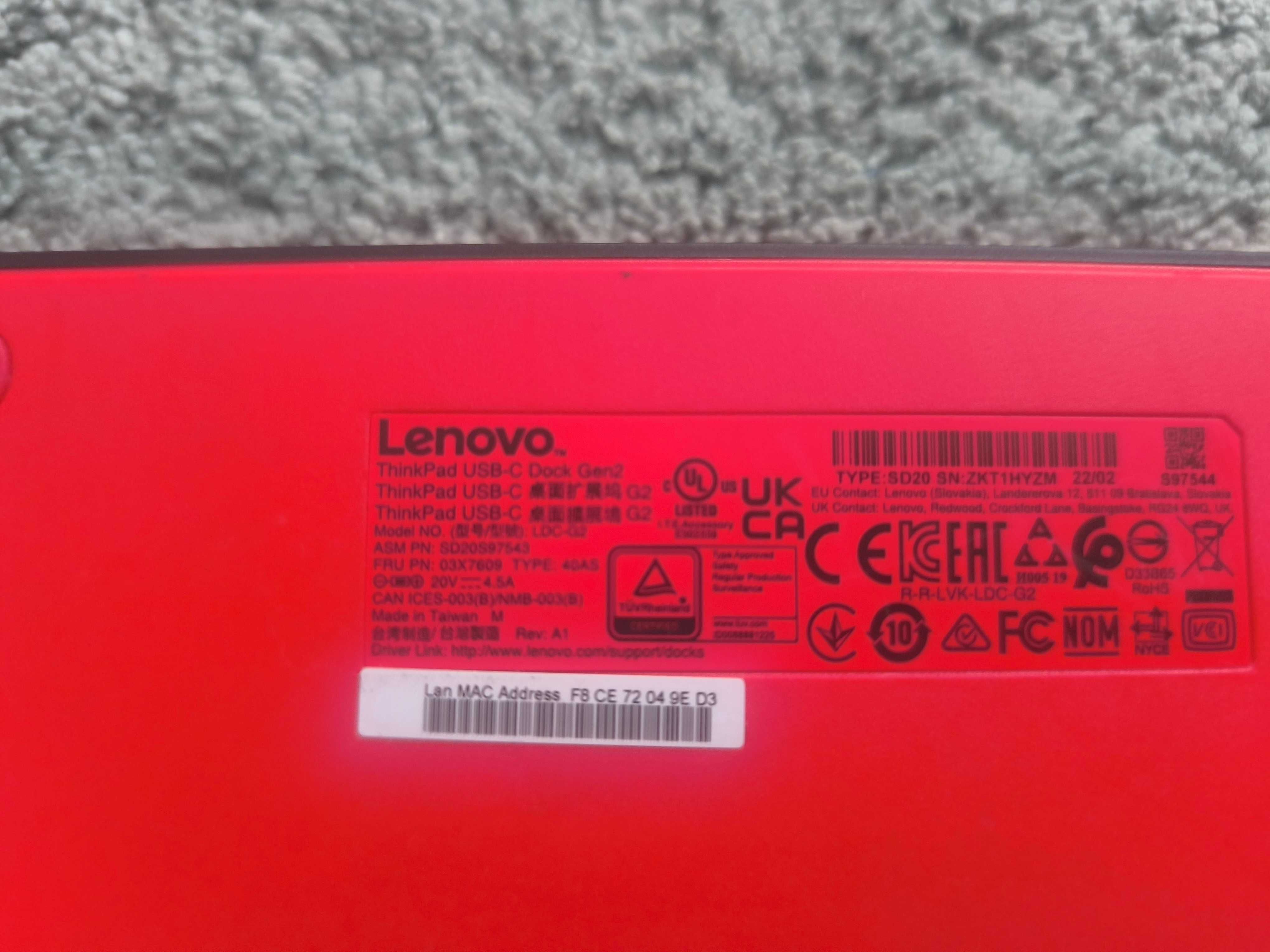 Stacja dokująca oryginalna Lenovo Thinkpad Dock GEN2 40AS 40AY 40A9