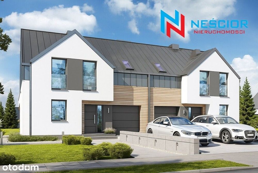 Nowoczesny dom bliźniak, stan deweloperski