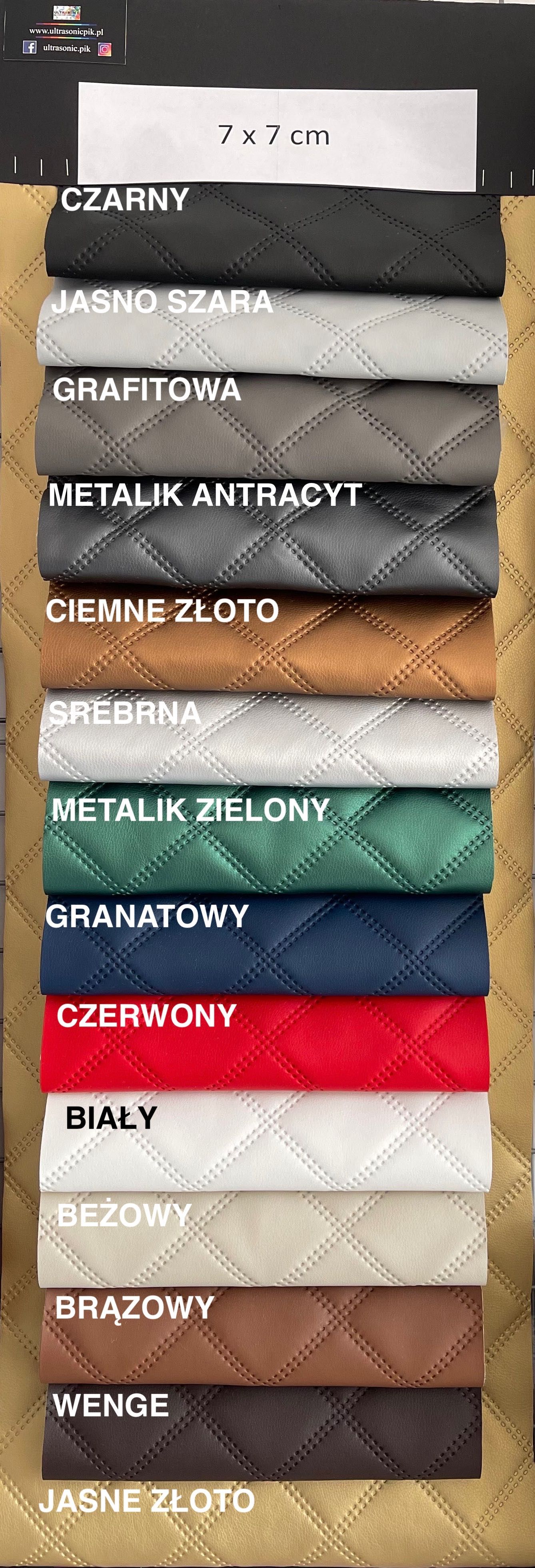 19mb Ekoskóra pikowana w karo na ocieplaczu Skaj Derma Eco Eko skóra