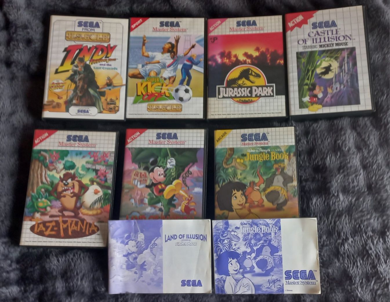 8 jogos, 7 com caixa + 1 cartucho Master System