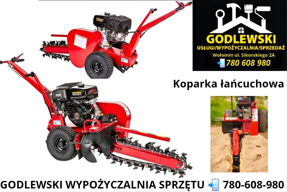 Wypożyczalnia! Koparka łańcuchowa z napędem na gąsienicach Wynajem!