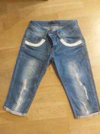 Rybaczki damskie jeansowe XS/S z koszulka bez rękawów