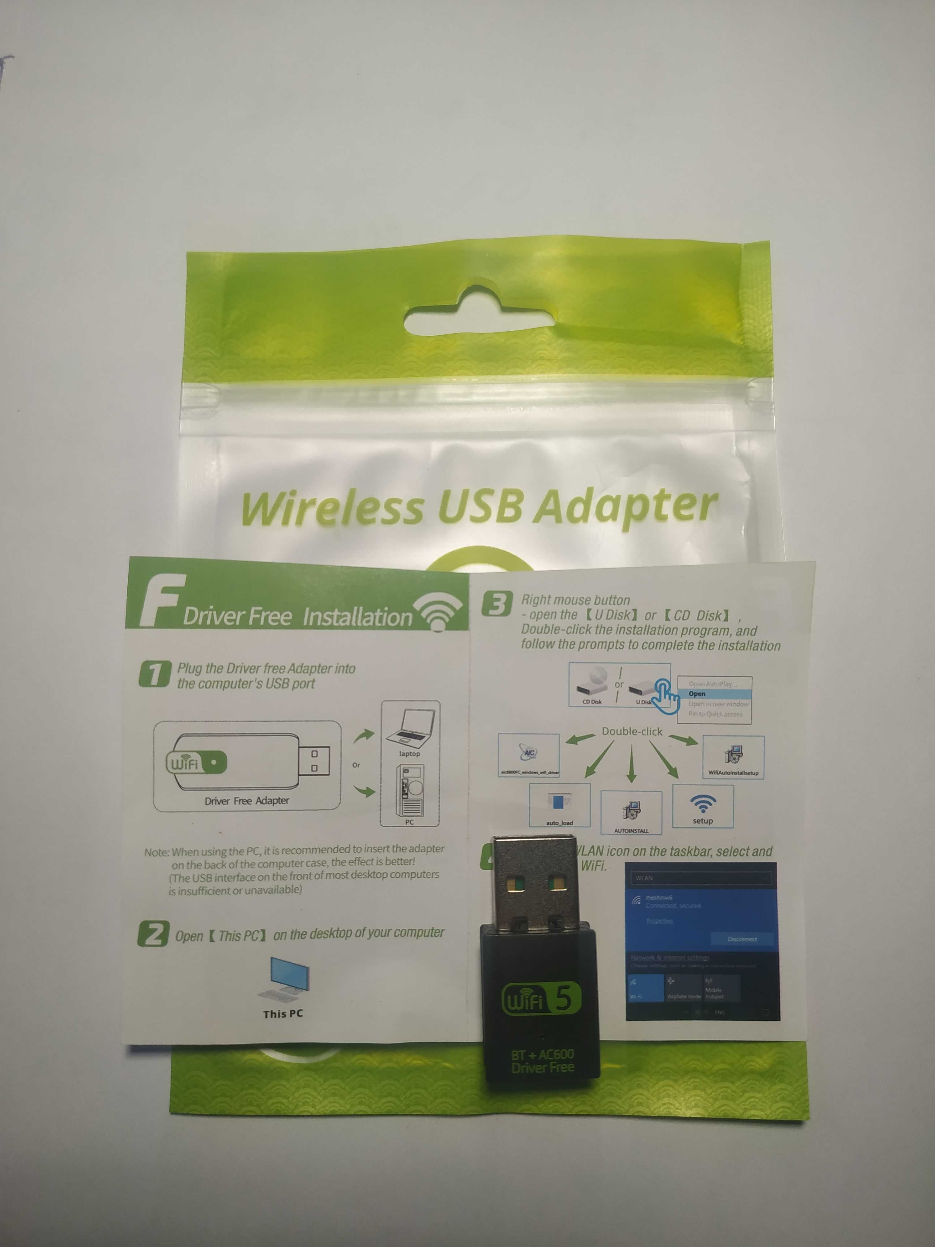 USB адаптер Bluetooth Wi-Fi 5 GHz, встроенный драйвер. Чип RTL8821CU