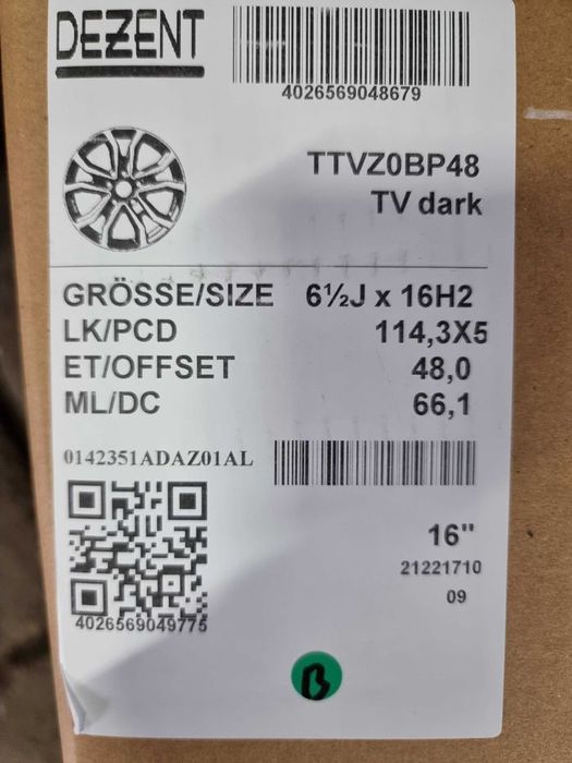 NOWE alufelgi OPEL 16" 5x114,3 Vivaro - Czarne