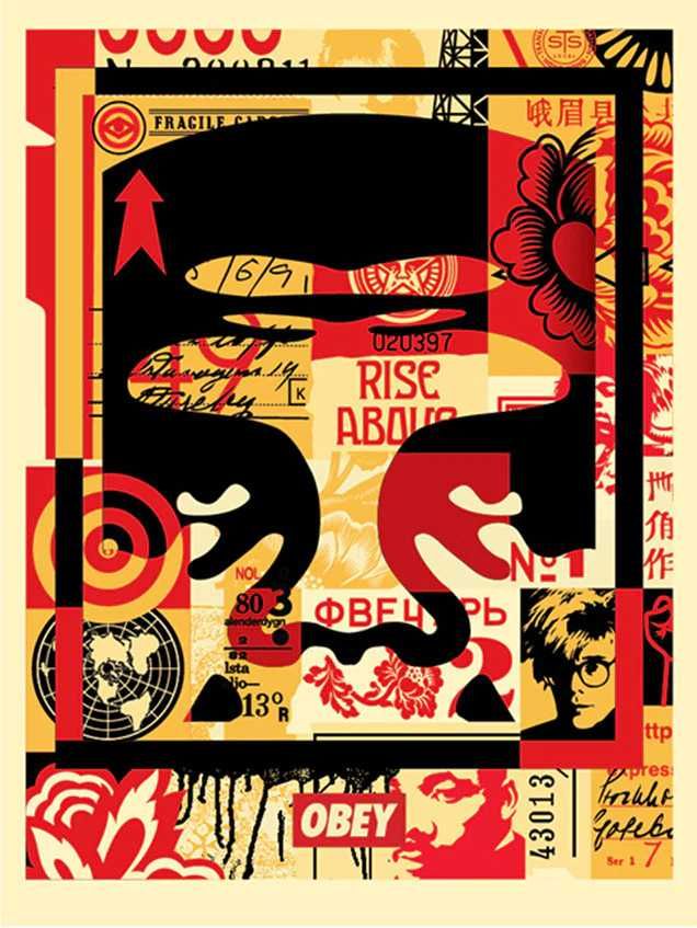 Obey Giant - Shepard Fairey | 3-FACE COLLAGE | Litografia Assinada