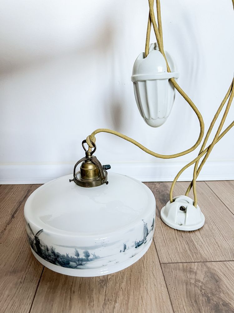 Lampa wisząca ceramiczna z przeciwwagą Holenderska Vintage 1960