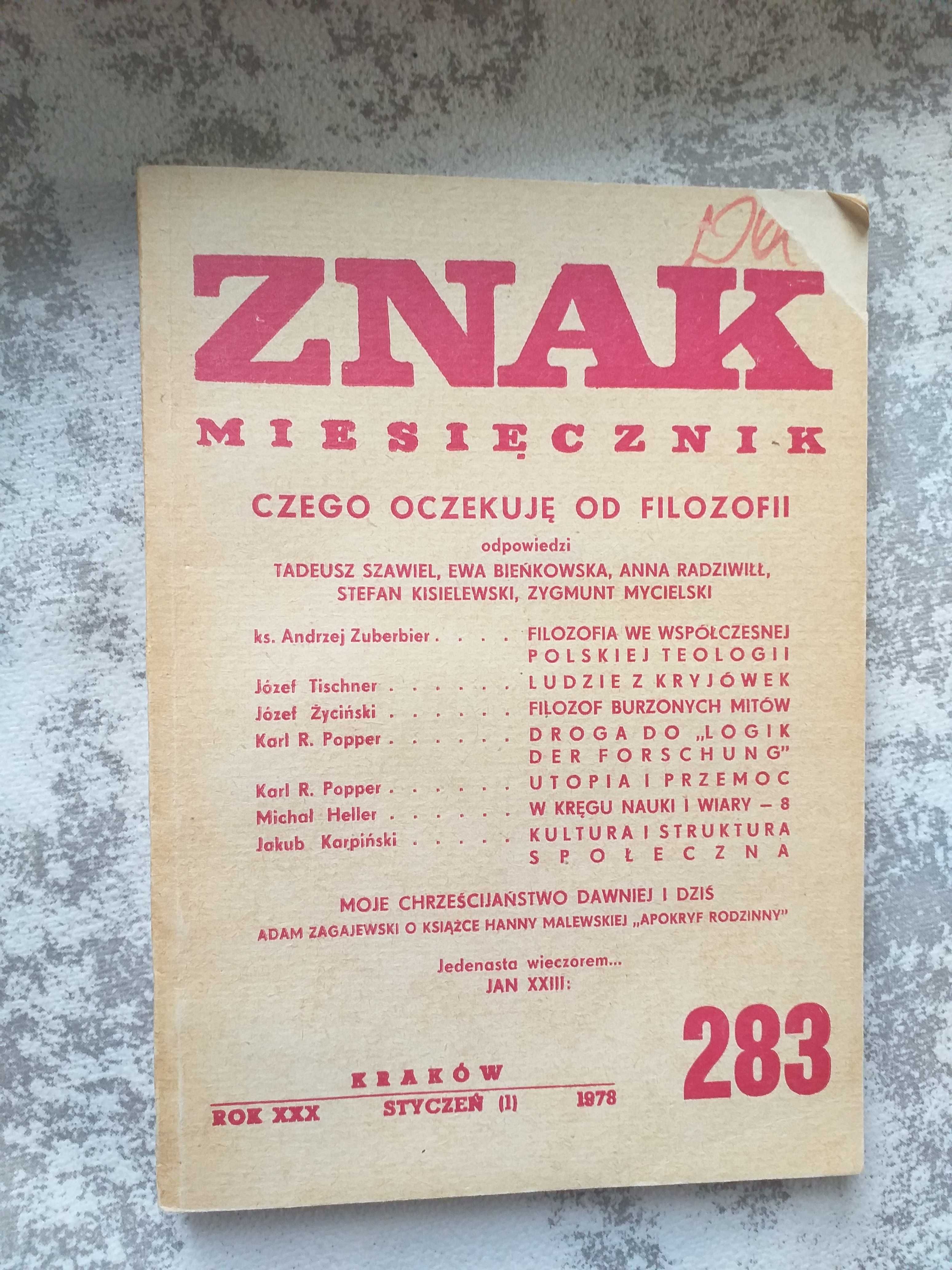 Znak 1978 nr 283, Czego oczekuję od filozofii, TIschner, Popper