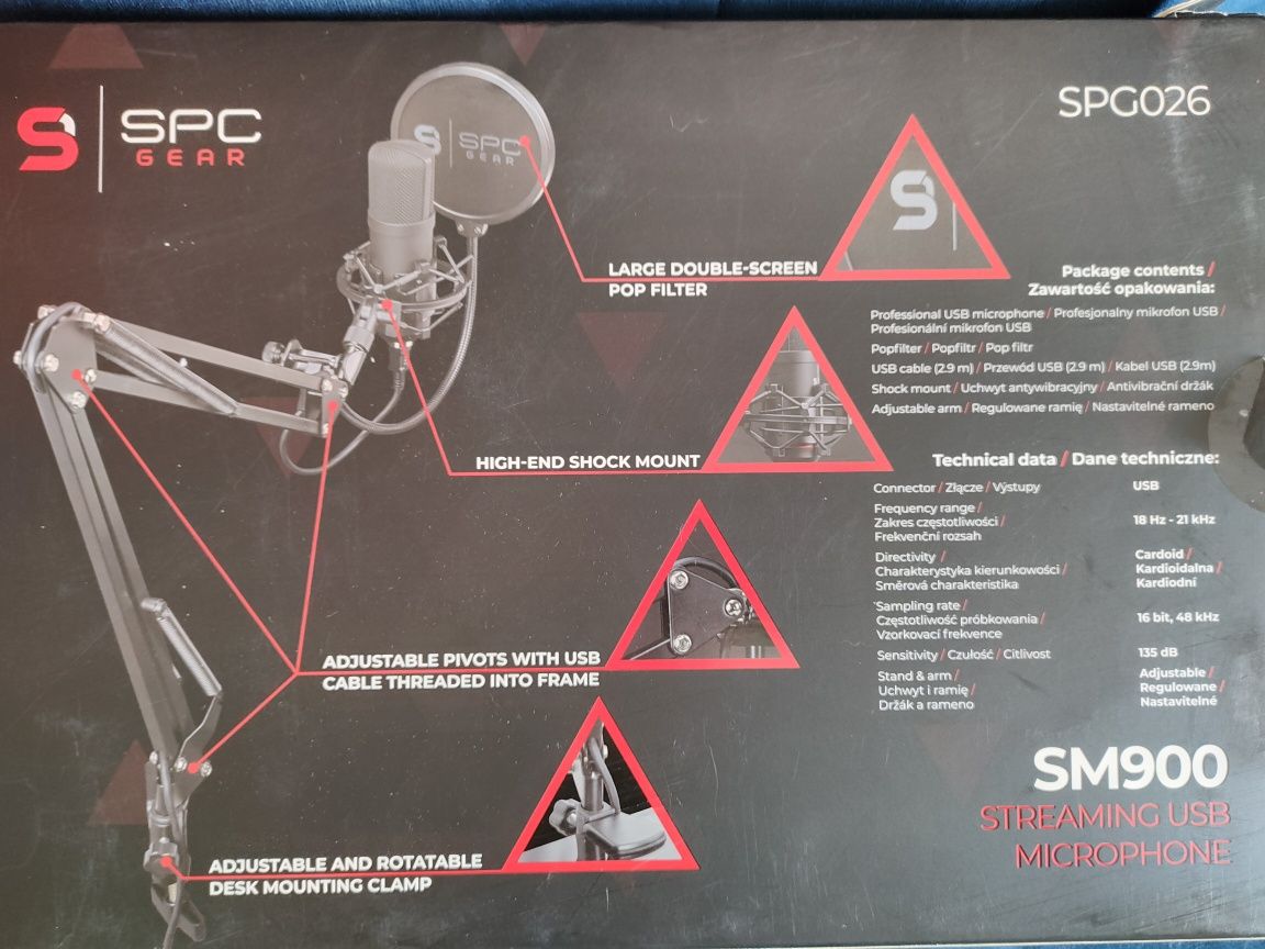 Mikrofon + statyw + pop filtr - SPC Gear SM900