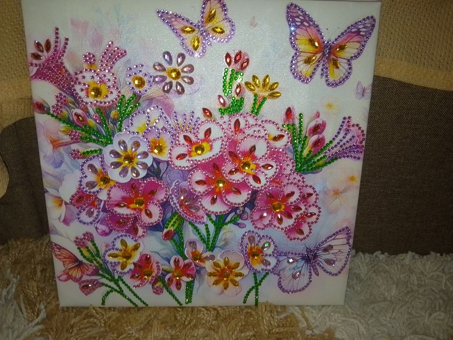 Яскраві квіти картина з алмазної мозаїки ручна робота