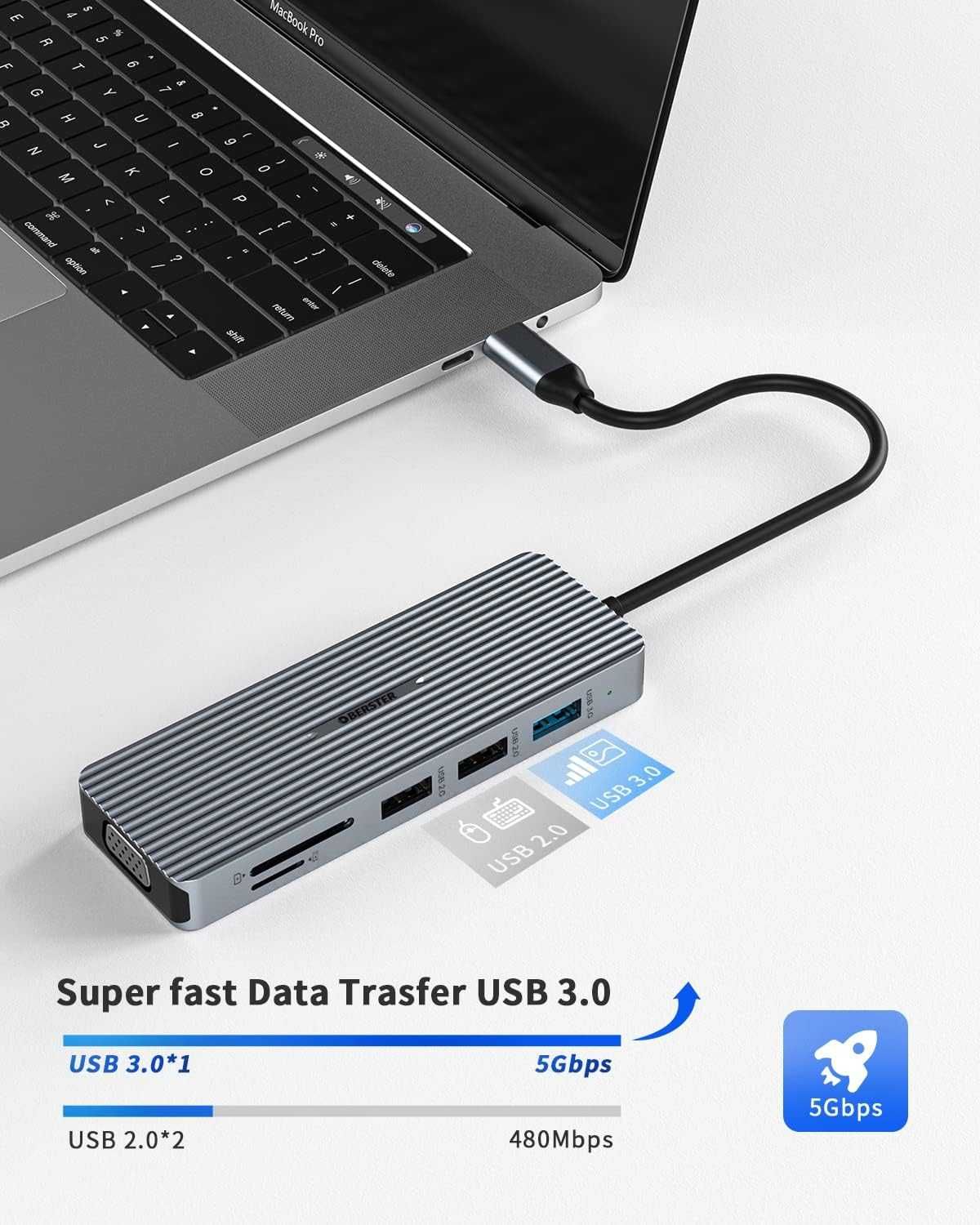 Adapter USB C Hub USB C, 9 w 1,