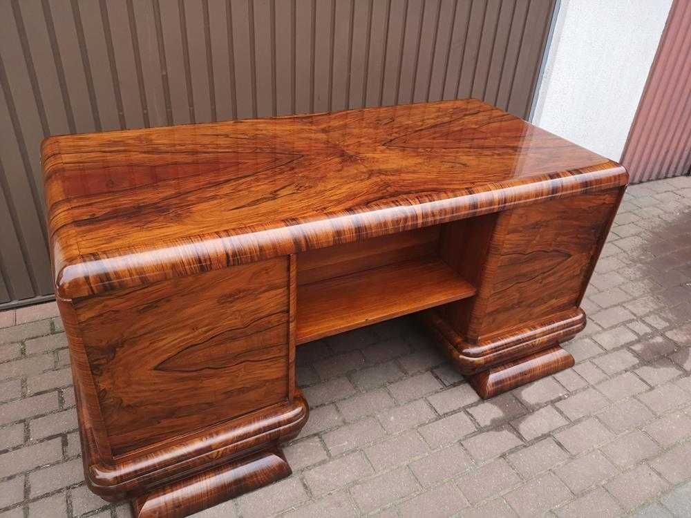 Biurko ART-DECO Orzech Politura Stare Antyk Dwustronne Po Renowacji .