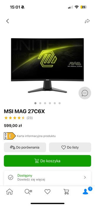 Zakrzywiony monitor  MSI MAG 27C6X