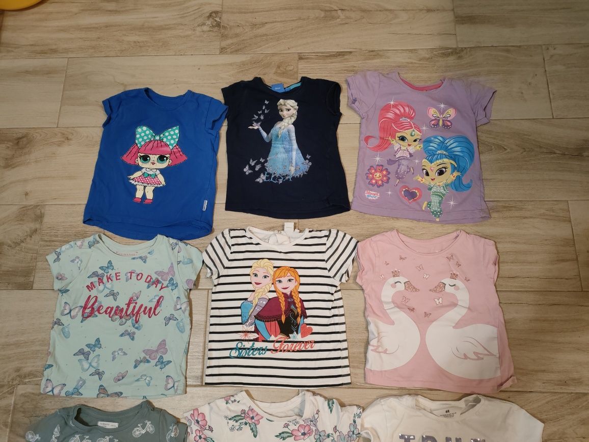 Paczka na lato 98/104 bluzka spodenki bloomersy H&M ElsA Anna kraina l