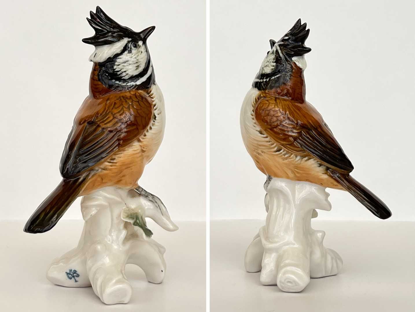 Антикварні керамічні статуетки птахи Хохлаті Синички Karl Ens Meissen