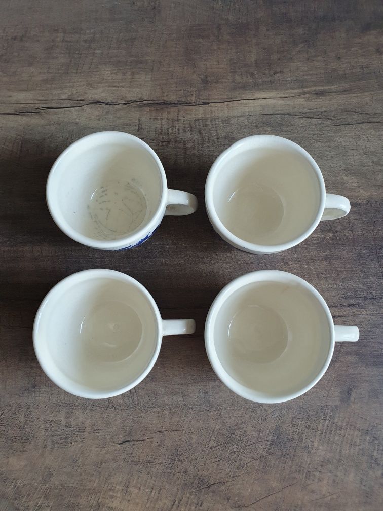 Porcelana fajans Włocławek zestaw 4 filiżanek kobalt