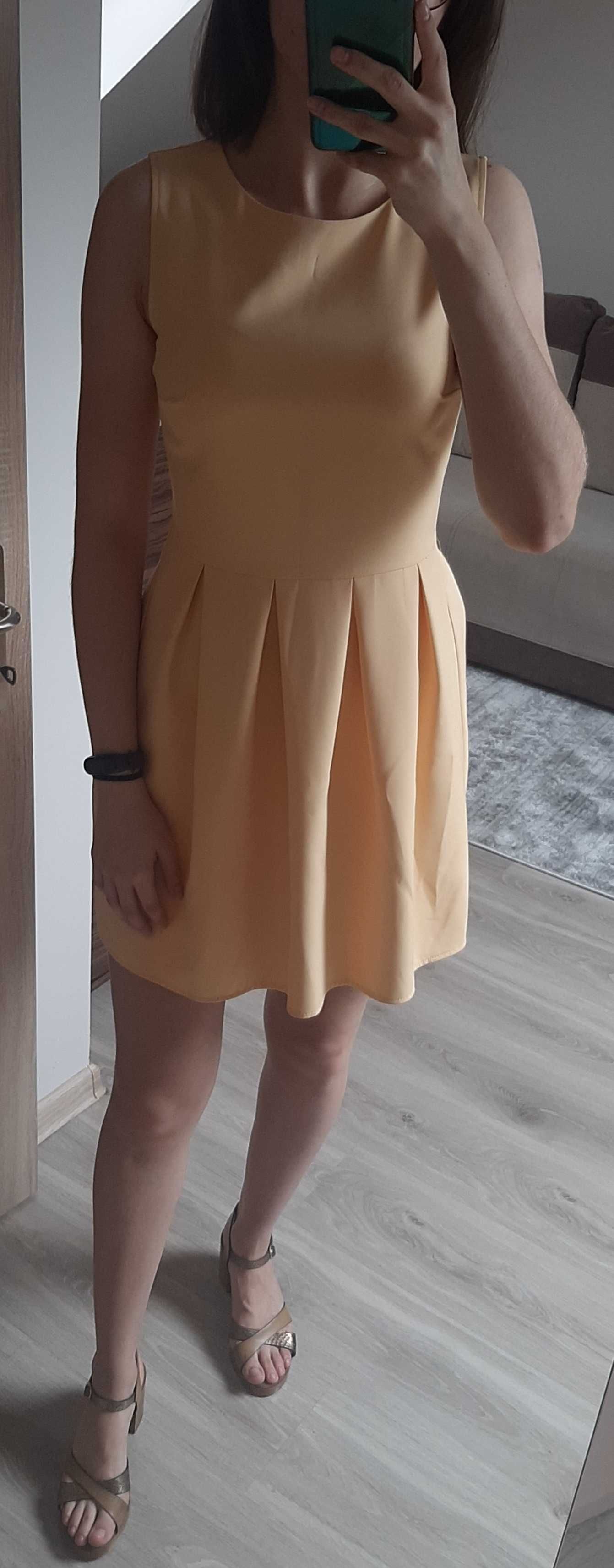 Żółta sukienka 36 bez rękawów