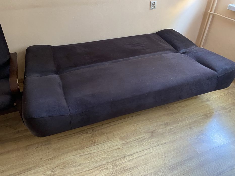 Sofa rozkładana ciemnobrązowa