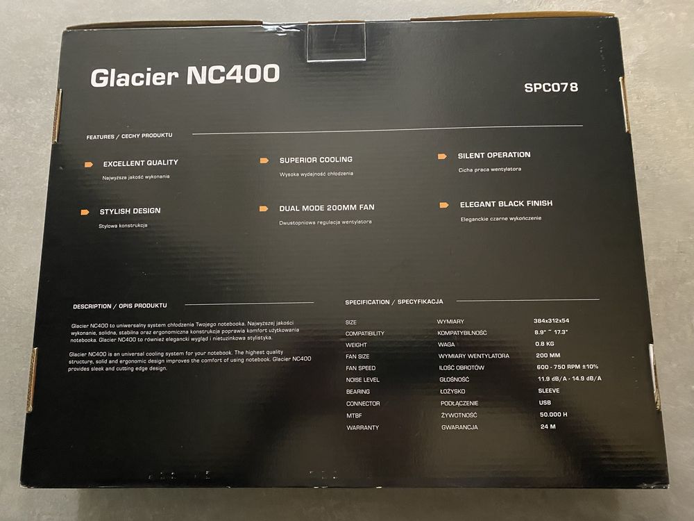 Glacier NC400 Notebook Cooler podstawka pod laptopa