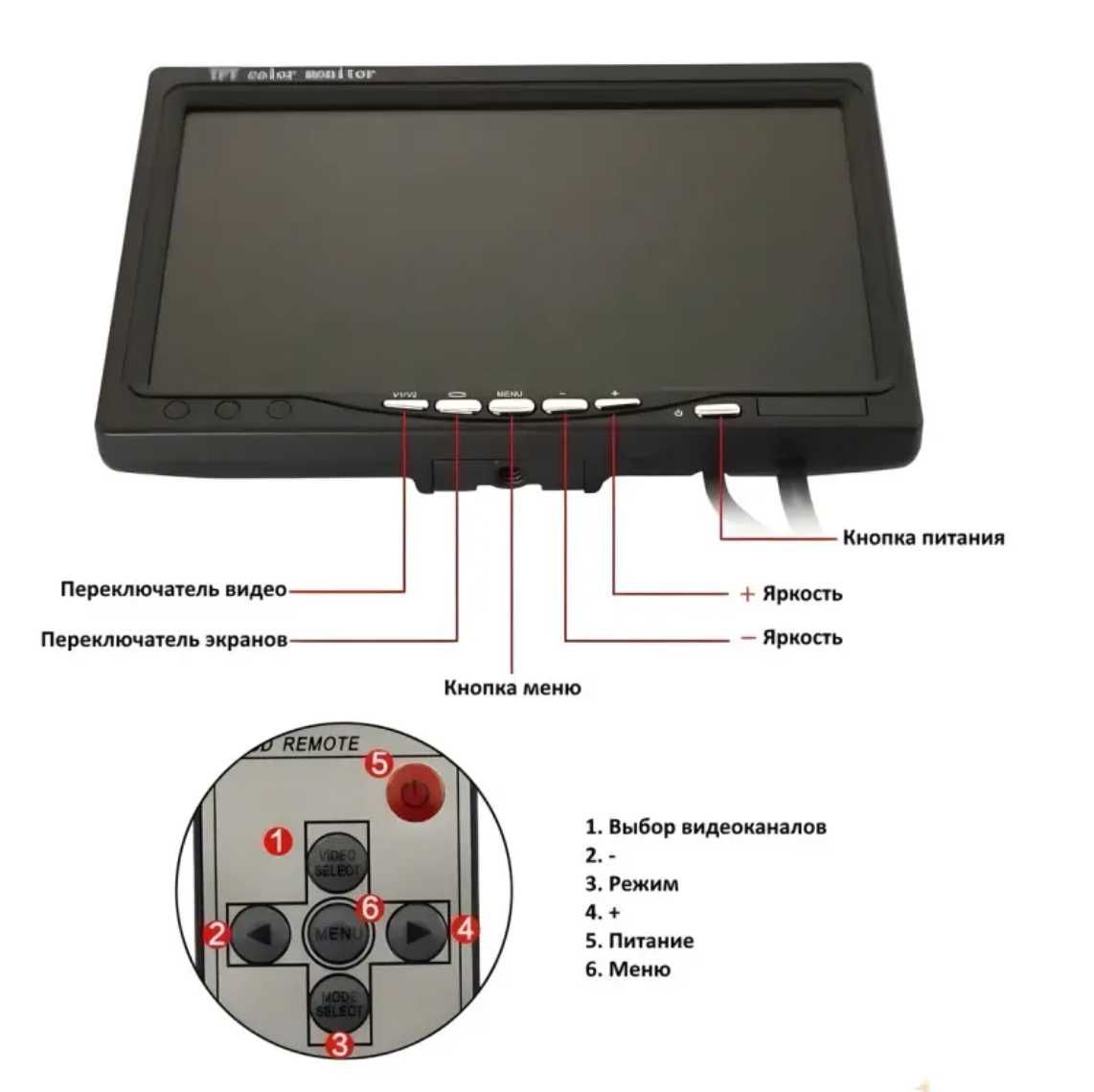 Автомобільній монітор FPV монитор 7 або 9 дюймов 1024х600 800х600