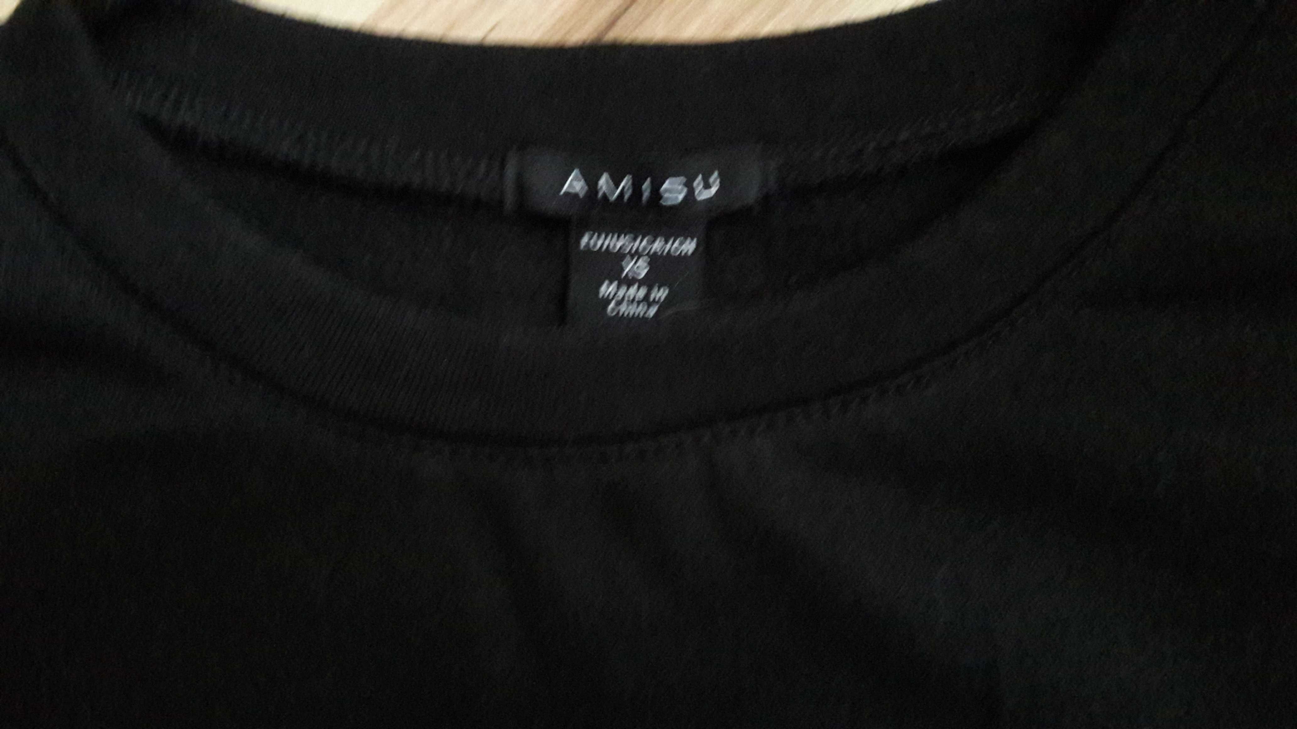 Czarna krótka bluza z perełkami AMISU XS 34