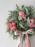 Wianek na drzwi wieniec kwiaty kwiatki floral boho wstazki