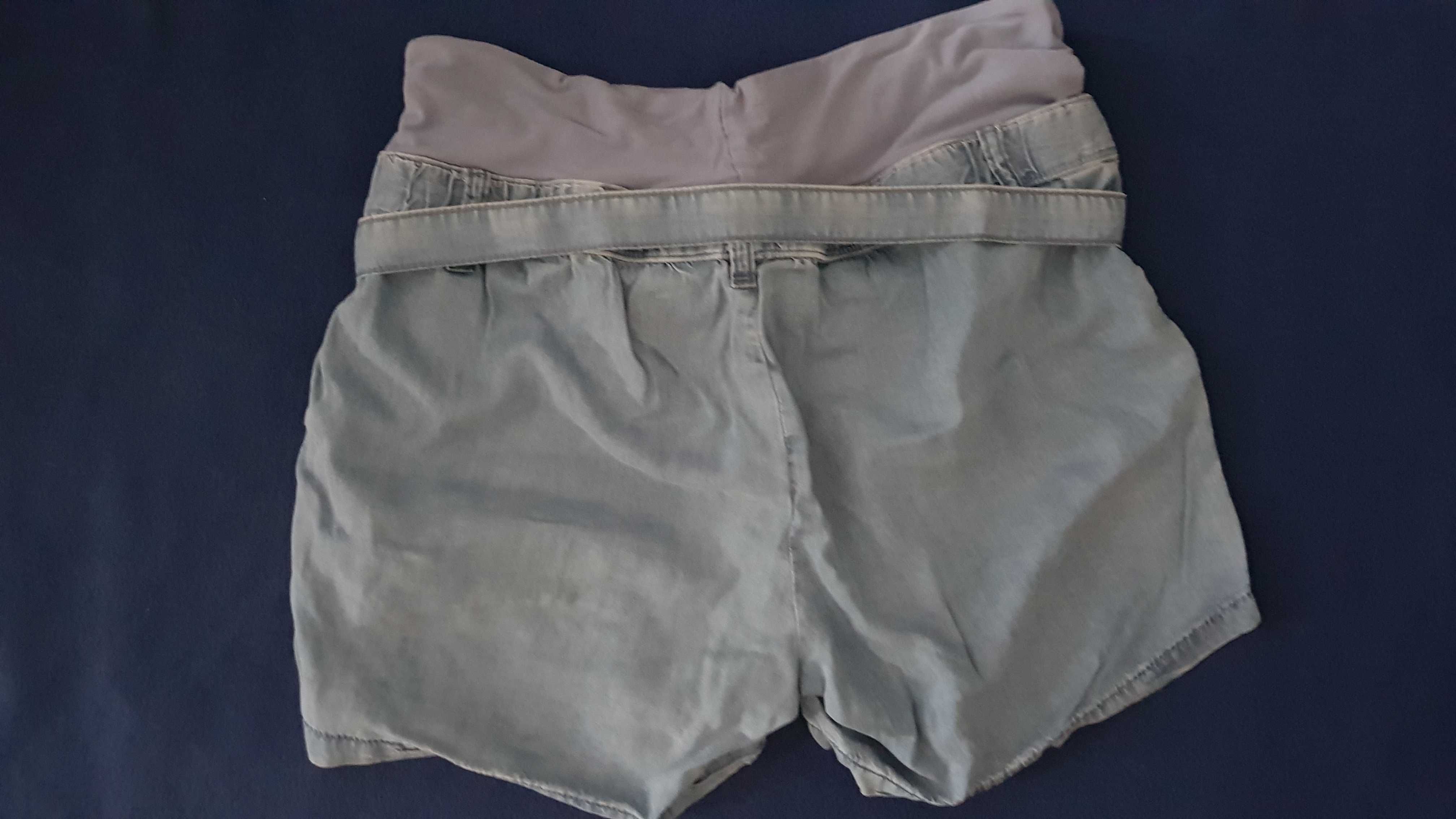 H&M mama M spodenki szorty ciążowe jeansowe lyocel luźne kokarda