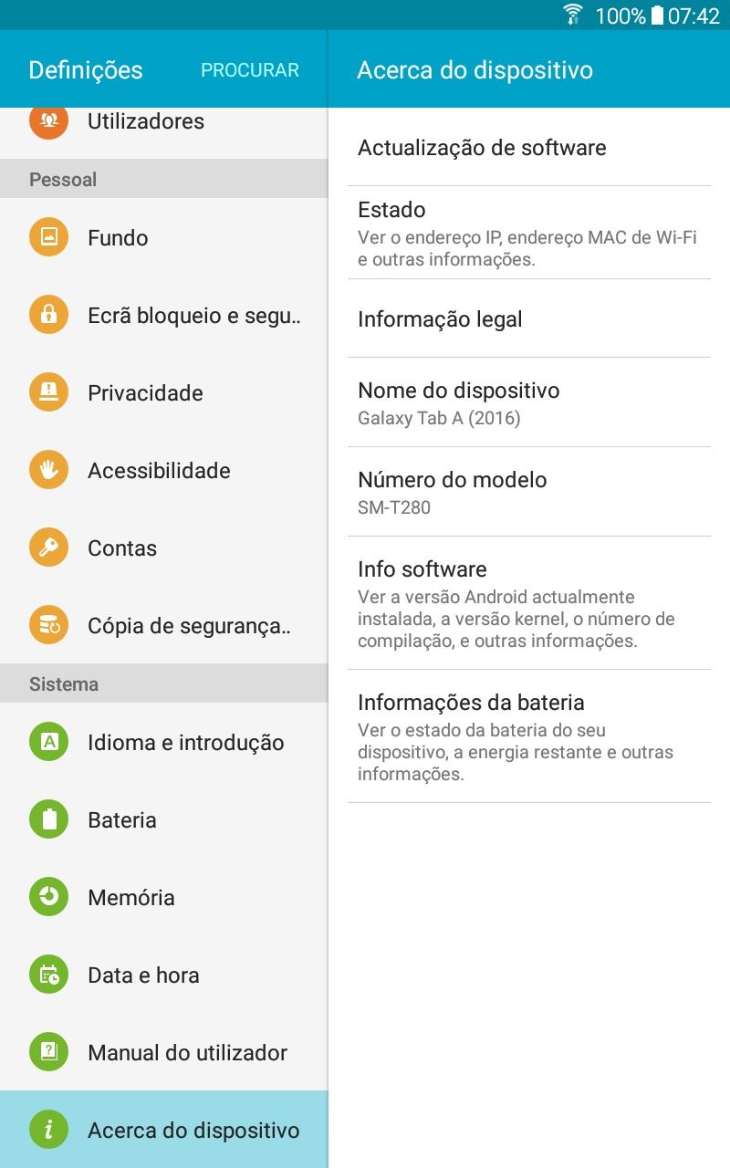 Tablet galaxy tabA6 2016