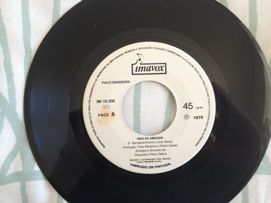 Disco vinil 45rpm: Paco Bandeira "Vira da Amizade" (vintage)