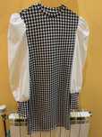 Vestido “Shein” XS/34 xadrez preto e branco com mangas tipo balão