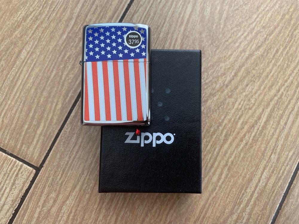 Зажигалка Zippo American Flag Diagonal High Polish Chrome, USA