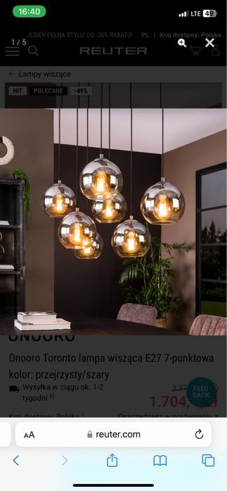 Onooro Toronto lampa sufitowa 7 punktowa nowa