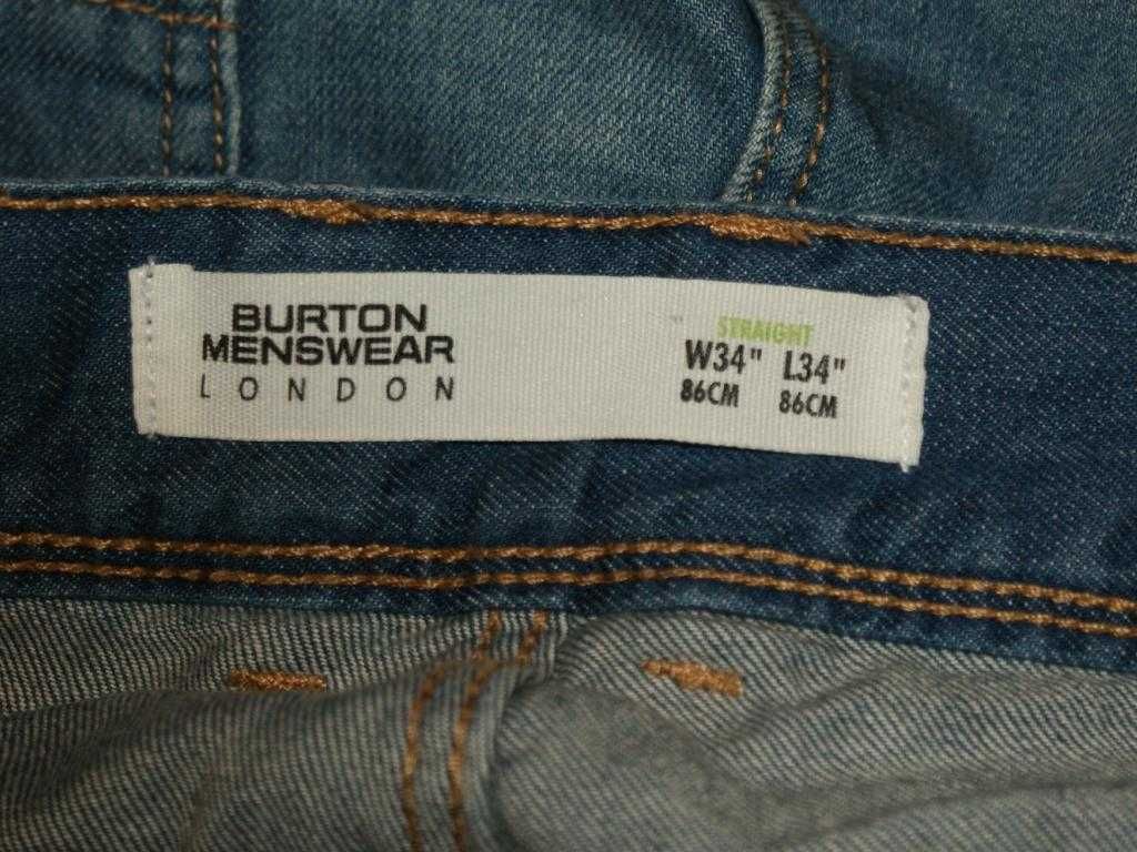 Burton jeansy męskie denim proste straight przecierane W34 L34