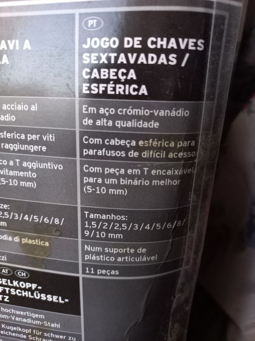 Jogo novo de chaves sextavadas com cabeça esférica