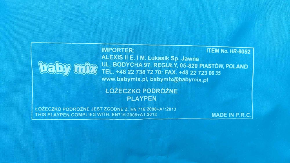 Łóżeczko turystyczne Playpen, turkusowe, z kółkami i pokrowcem