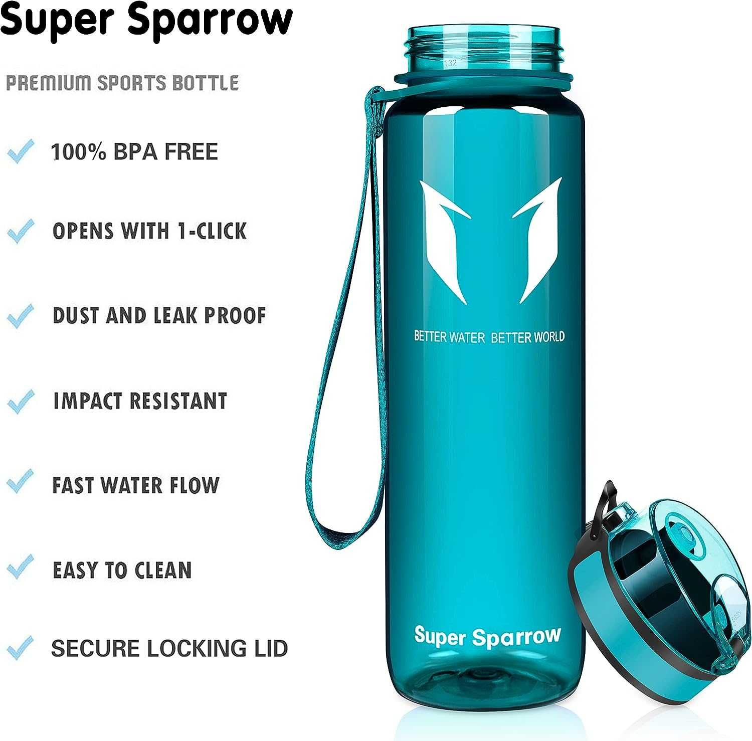 Sportowa butelka wody Super Sparrow 750ml z miarką p371