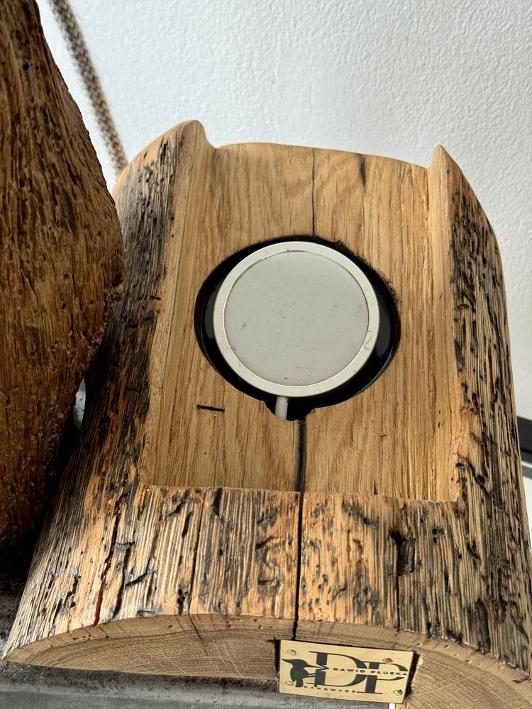 Lampka rustykalna loftowa stołowa nocna handmade naturalne drewno