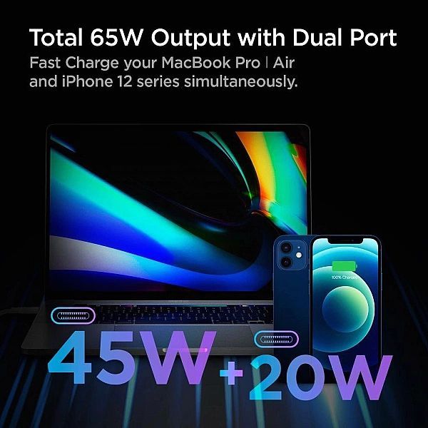 Ładowarka sieciowa Spigen PowerArc Pe2007eu z 2x Usb-c Pd 60w Qc3.0 -